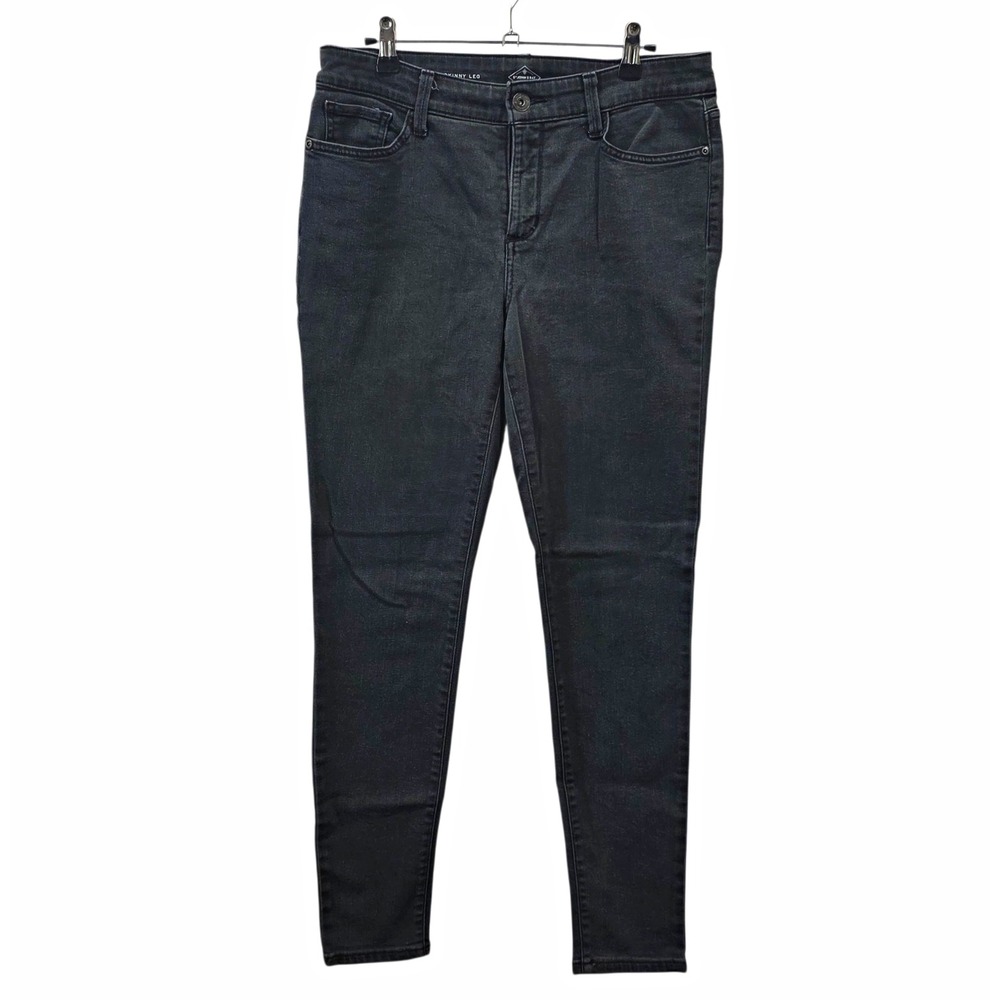St. John's Bay Women's Skinny Jeans Gray Solid Denim Regular Size 8